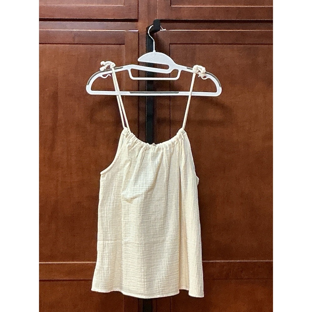 Mus & Bombon Claca Top M Ivory Organic Cotton Gauze Tie Strap Made in Spain NWT